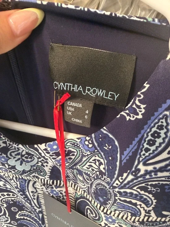 Cynthia Rowley Navy and White Paisley Tiered Mini Dress - Picture 8 of 17